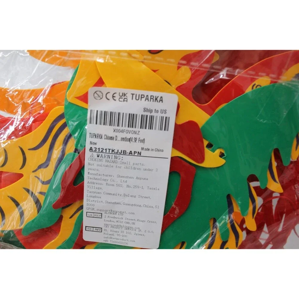 4.92 Feet 3D Chinese New Year Dragon Decorations Hanging Plastic Dragons Garland